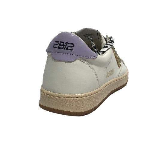 Scarpe 2B12 sneaker JRPlay-128 pelle bianco/platino/lilla ZS25QB04