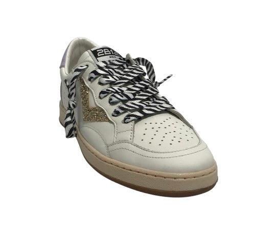 Scarpe 2B12 sneaker JRPlay-128 pelle bianco/platino/lilla ZS25QB04