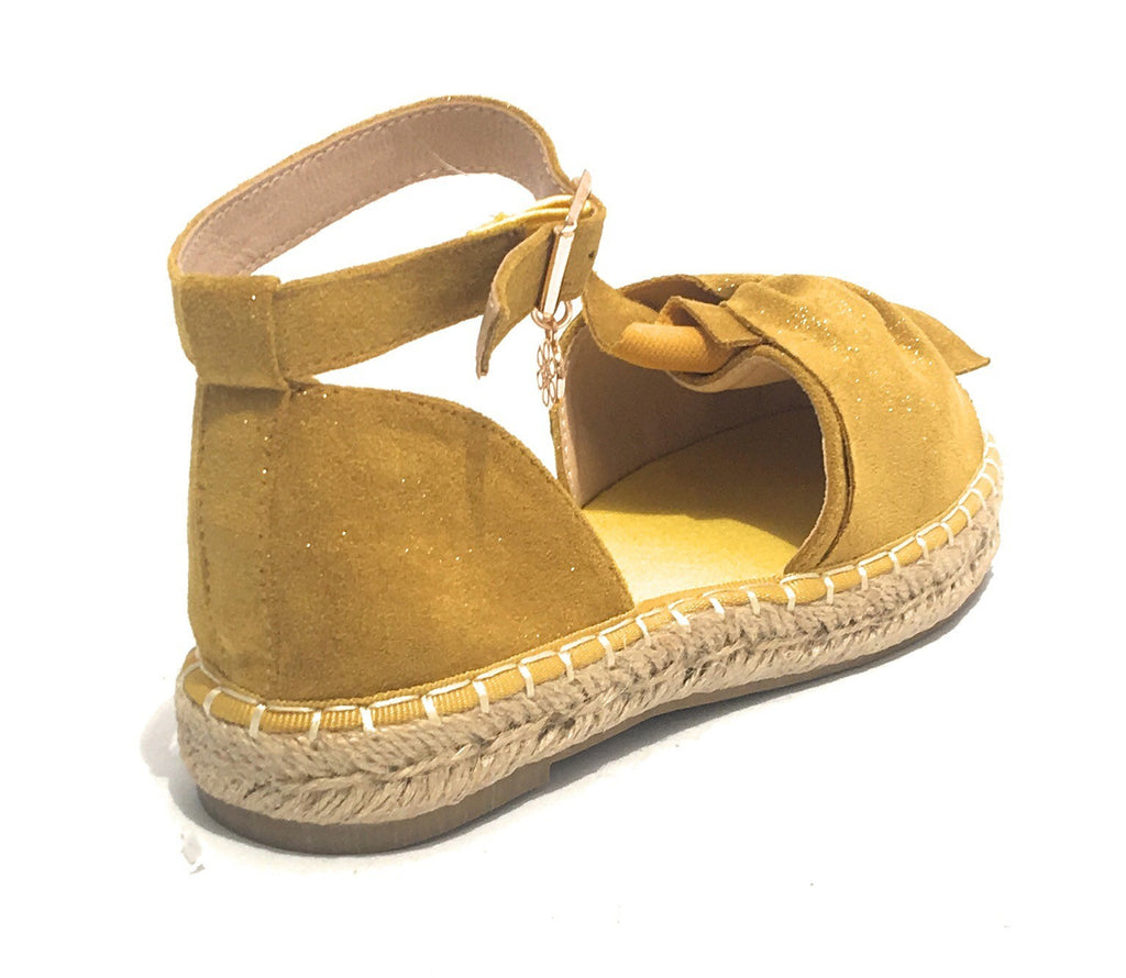 SANDALO DONNA GOLD&GOLD FONDO CORDA IN ECOPELLE SCAMOSCIATA GIALLO SENAPE GLITTER DS19GG32