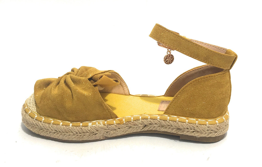 SANDALO DONNA GOLD&GOLD FONDO CORDA IN ECOPELLE SCAMOSCIATA GIALLO SENAPE GLITTER DS19GG32