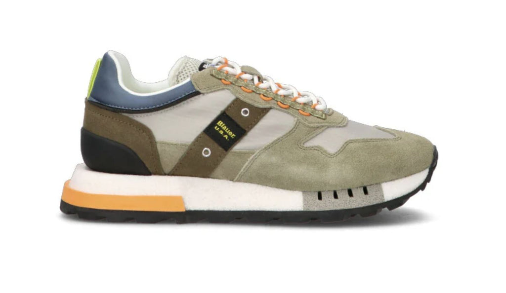 Scarpe Blauer sneaker Heron 02 in suede/ nylon military/ grey US24BU10 S4HERON02/RIS