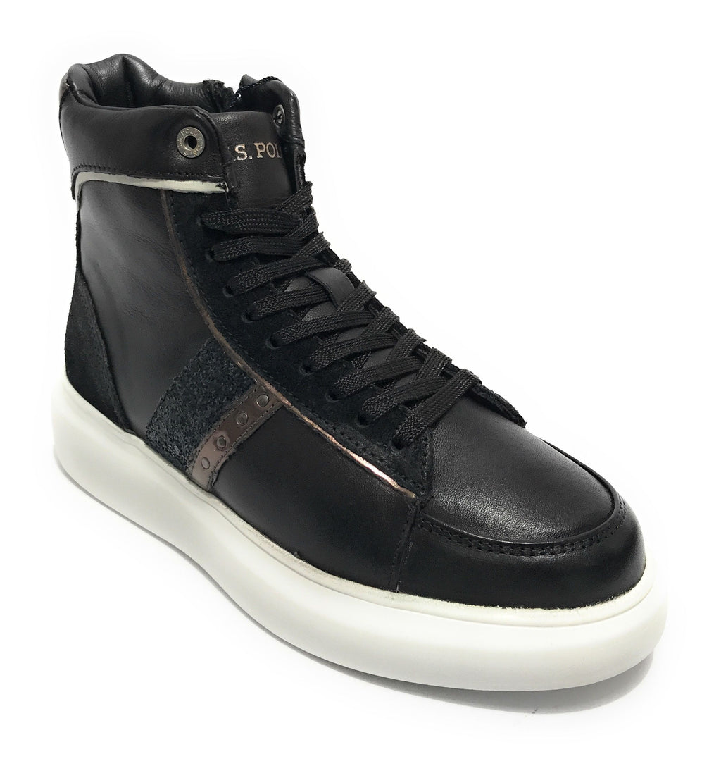 Scarpe donna US Polo sneaker alto Cardi006 in pelle black/ silver D23UP10