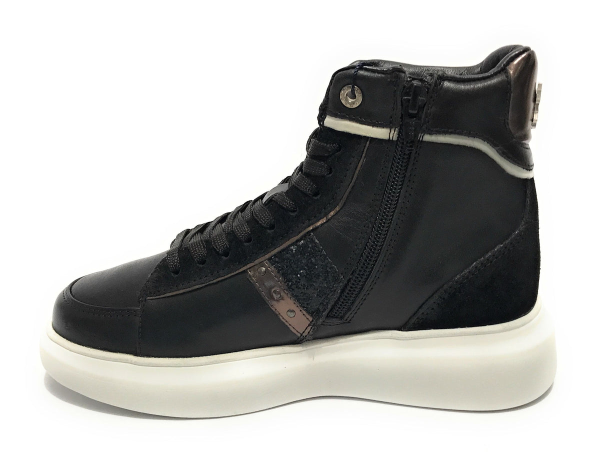 Scarpe donna US Polo sneaker alto Cardi006 in pelle black/ silver D23UP10