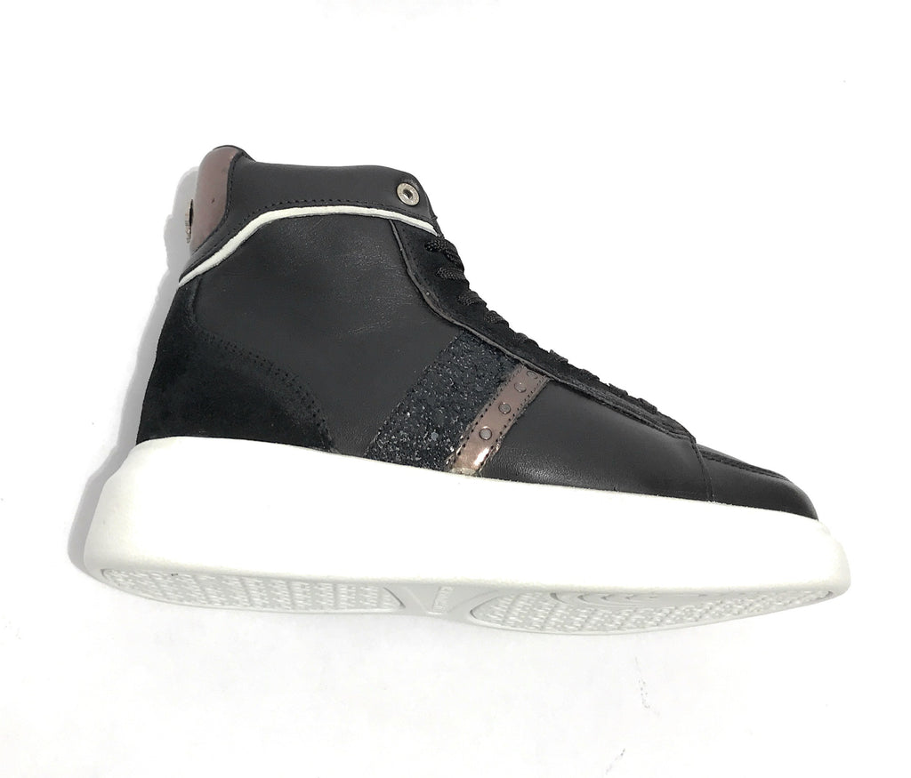 Scarpe donna US Polo sneaker alto Cardi006 in pelle black/ silver D23UP10