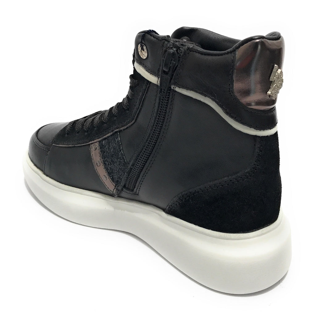Scarpe donna US Polo sneaker alto Cardi006 in pelle black/ silver D23UP10