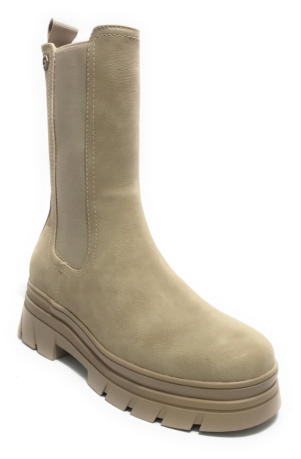 Scarpe donna Gold&gold stivaletto biker in ecopelle e tessuto beige D24GG32 GR421