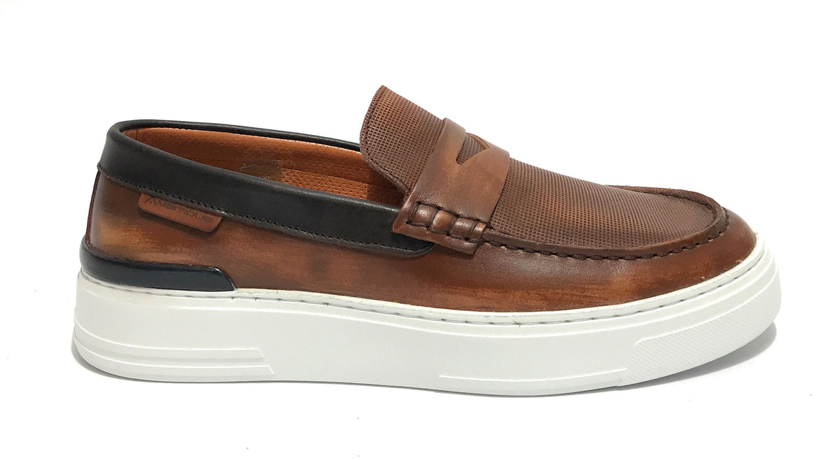 Scarpe uomo Ambitious mocassino in pelle comb camel US22AM08 10322A