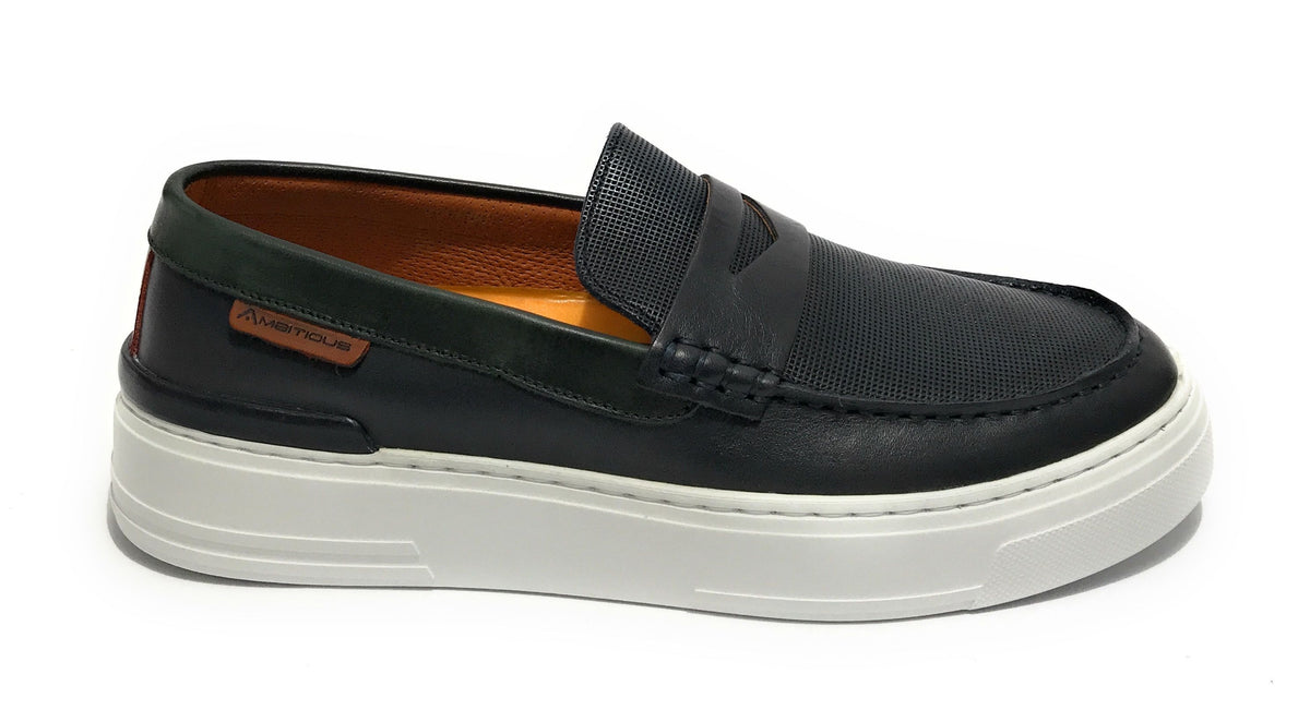 Scarpe uomo Ambitious anthracite mocassino in pelle blu navy US22AM09 10322A