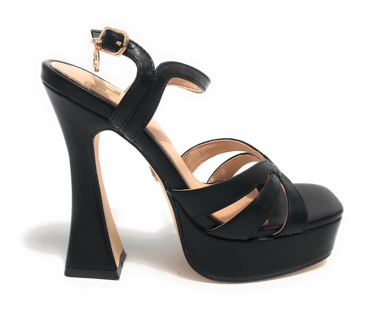 Scarpe donna Gold&gold sandalo con tacco ecopelle nero DS23GG50 GD821