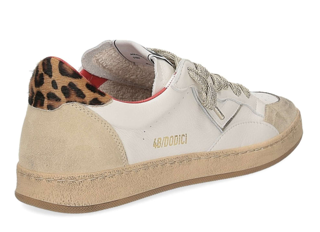 Scarpe donna 4B12 sneaker in pelle di colore bianco/ leo D25QB08 PLAY.NEW-D174