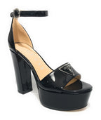 Sandalo Guess Seton TC 120 in pelle vernice nero DS24GU01 FLPSETPAT03