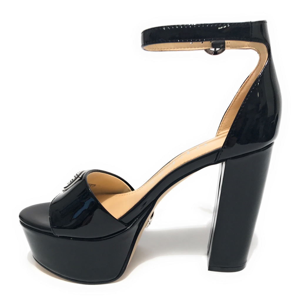 Sandalo Guess Seton TC 120 in pelle vernice nero DS24GU01 FLPSETPAT03