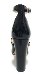 Sandalo Guess Seton TC 120 in pelle vernice nero DS24GU01 FLPSETPAT03