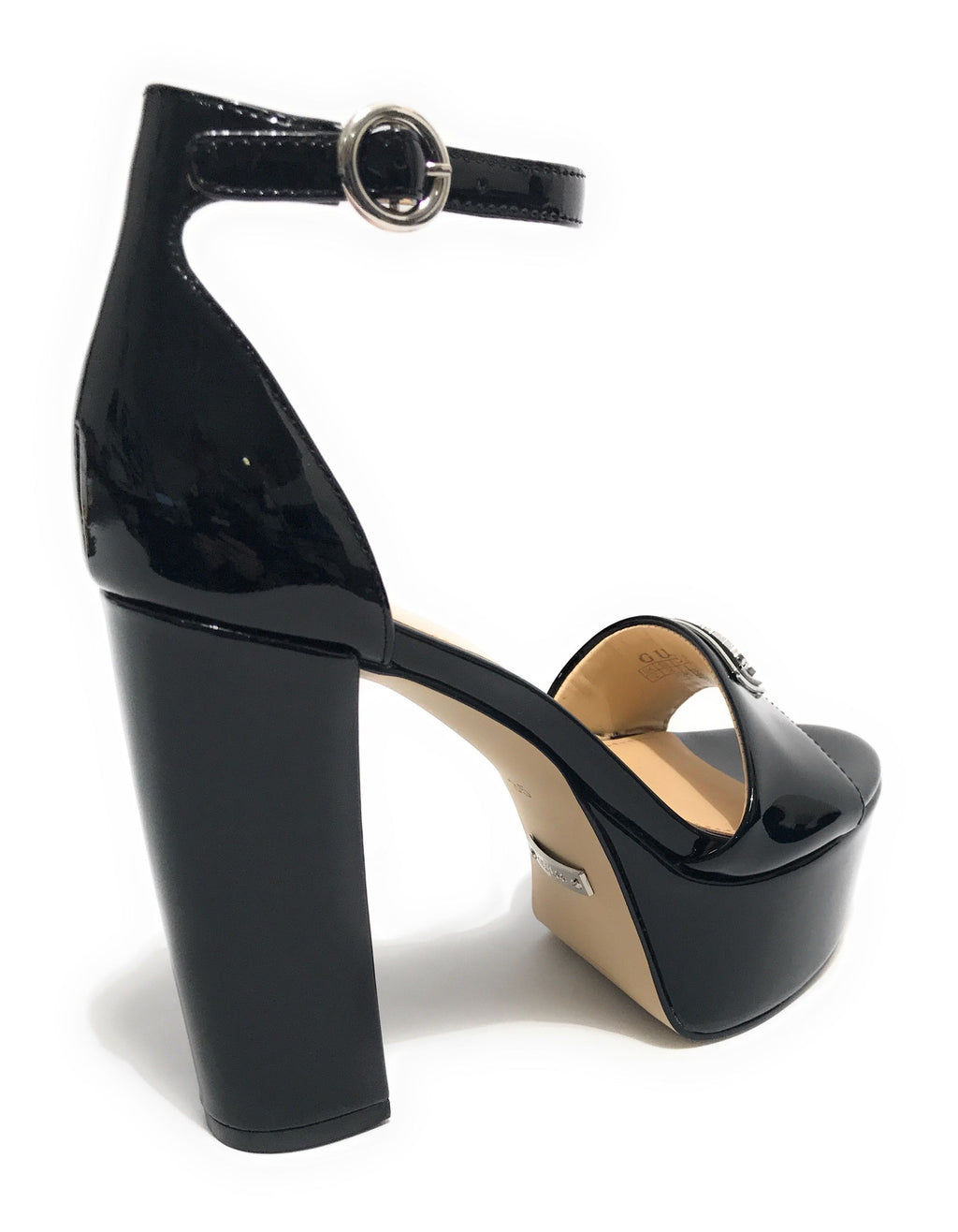 Sandalo Guess Seton TC 120 in pelle vernice nero DS24GU01 FLPSETPAT03