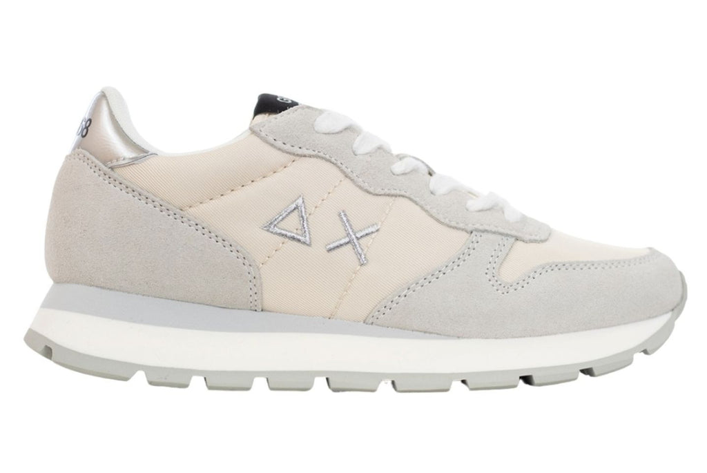 Sneaker running Sun68 Ally gold silver in suede/ nylon bianco panna donna D25SU04 Z44202