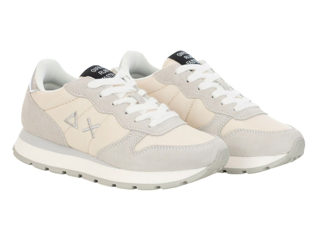 Sneaker running Sun68 Ally gold silver in suede/ nylon bianco panna donna D25SU04 Z44202