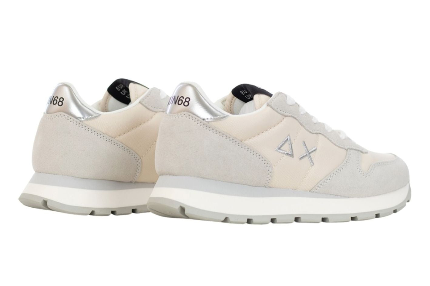 Sneaker running Sun68 Ally gold silver in suede/ nylon bianco panna donna D25SU04 Z44202