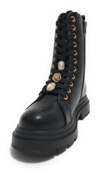Scarpe donna Gold&gold stivaletto biker in ecopelle nero D25GG28 GW355