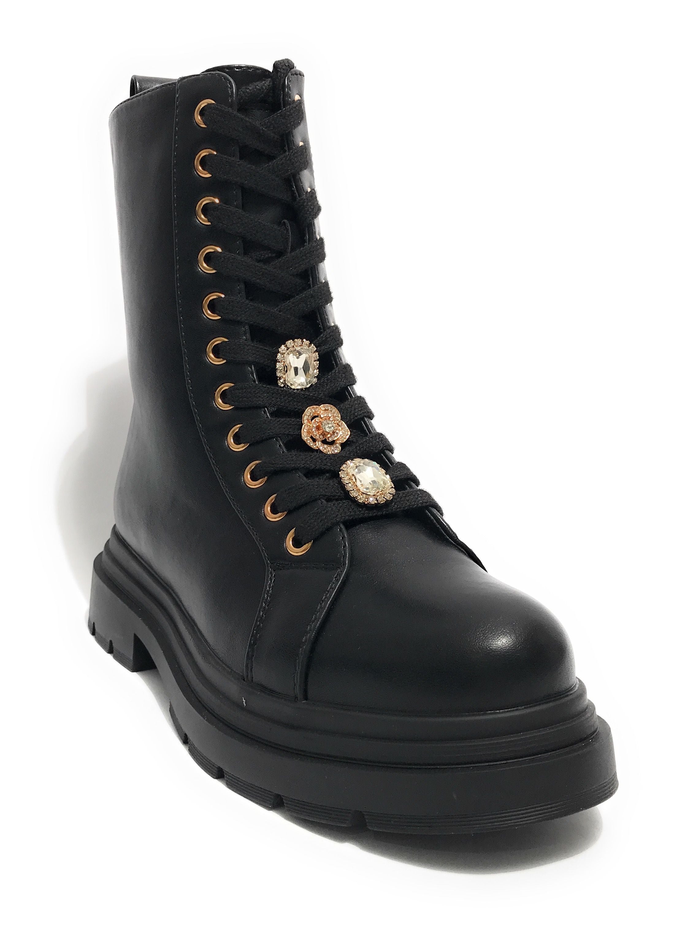 Scarpe donna Gold&gold stivaletto biker in ecopelle nero D25GG28 GW355