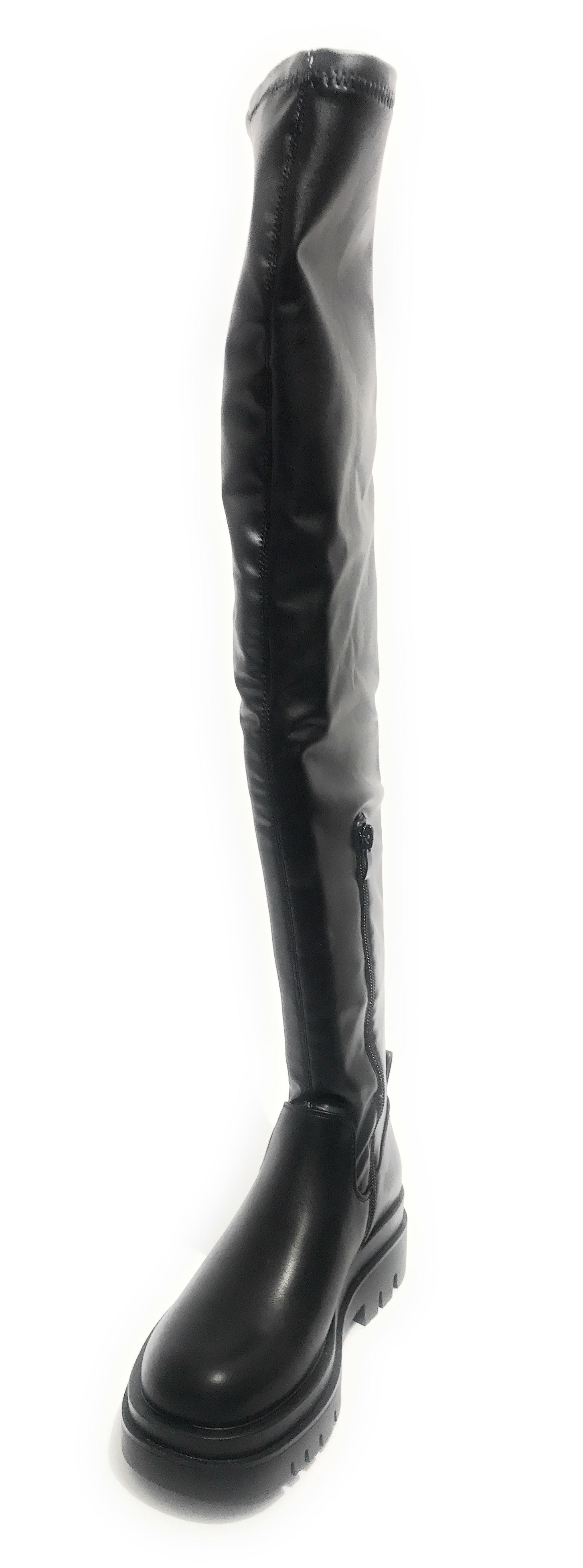 Scarpe donna Gold&gold stivale alto in ecopelle nero con fondo carrarmato D22GG21 GR185