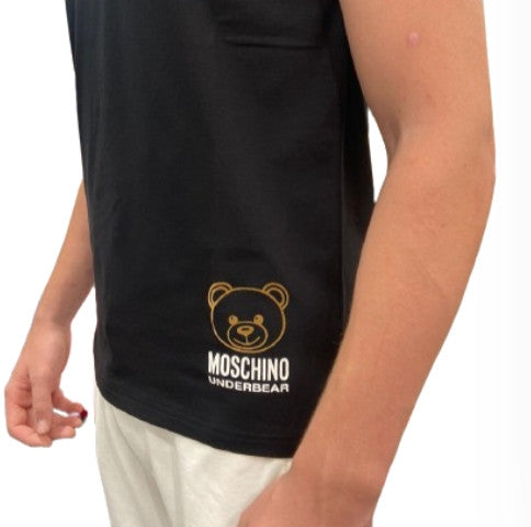 T-shirt uomo Moschino logo Underwear colore nero E25MO02 V1A0703 4406 0555