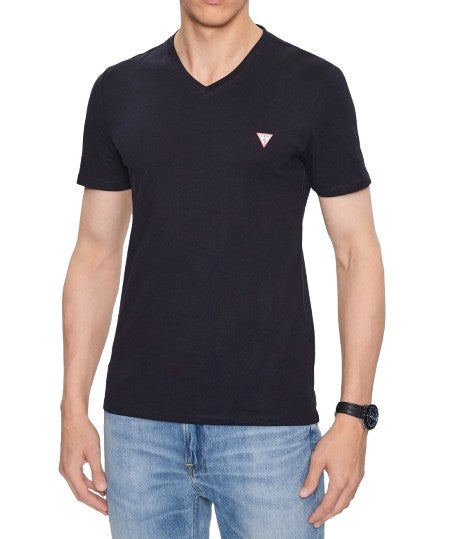 T-shirt uomo Guess scollo a V logo triangolo blu ES25GU35 M2YI37I3Z14