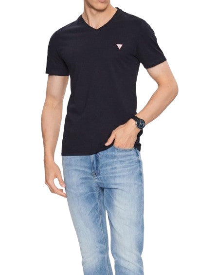 T-shirt uomo Guess scollo a V logo triangolo blu ES25GU35 M2YI37I3Z14