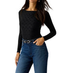 Top donna Guess maniche lunghe con logo all over nero ES26GU13 W6RP46KA660 G7V2