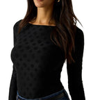 Top donna Guess maniche lunghe con logo all over nero ES26GU13 W6RP46KA660 G7V2