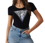 T-shirt donna Guess triangle flower tee nero ES25GU12 W5RI00J1314 JBLK