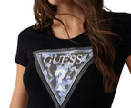 T-shirt donna Guess triangle flower tee nero ES25GU12 W5RI00J1314 JBLK