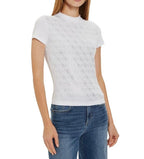 T-shirt donna Guess cropped con logo 4G in strass white ES26GU15 W4BI26J1314 G011