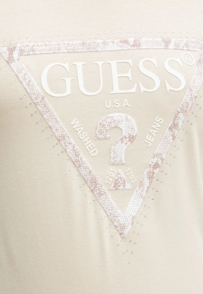 T-shirt donna Guess triangle tee cream white ES25GU08 W5RI21J1314 G012
