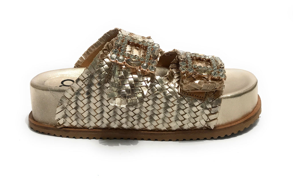 Scarpe donna sandalo/ciabatta in pelle colore gold DS25EL05 212
