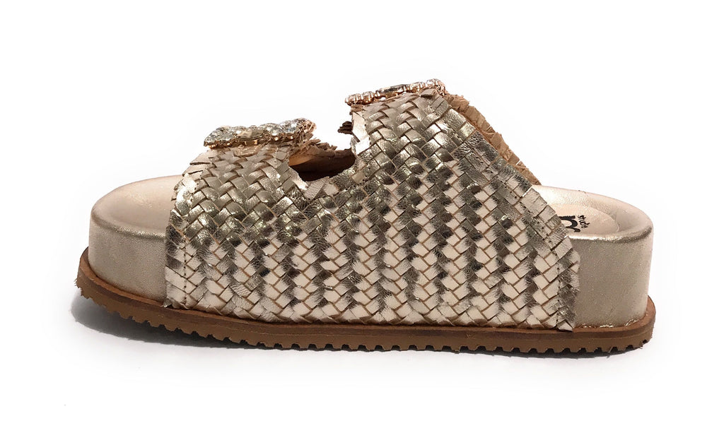 Scarpe donna sandalo/ciabatta in pelle colore gold DS25EL05 212