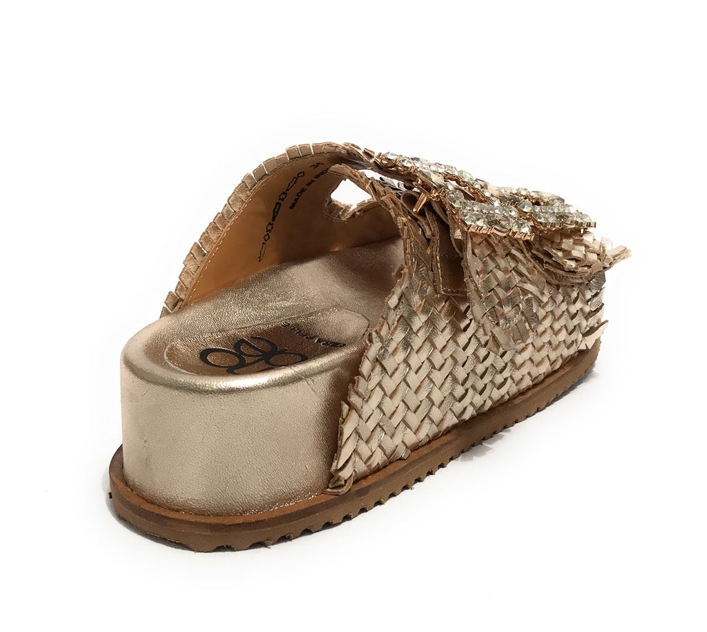 Scarpe donna sandalo/ciabatta in pelle colore gold DS25EL05 212