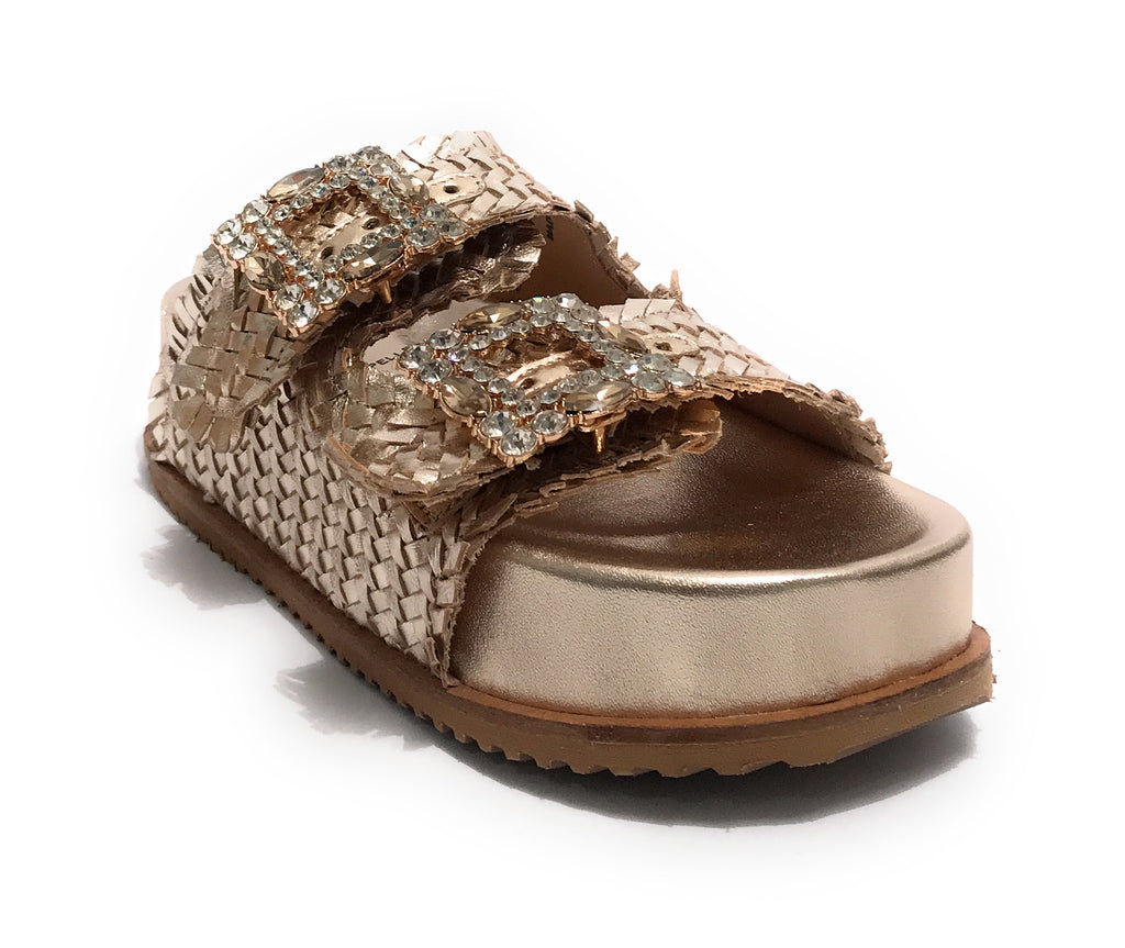 Scarpe donna sandalo/ciabatta in pelle colore gold DS25EL05 212