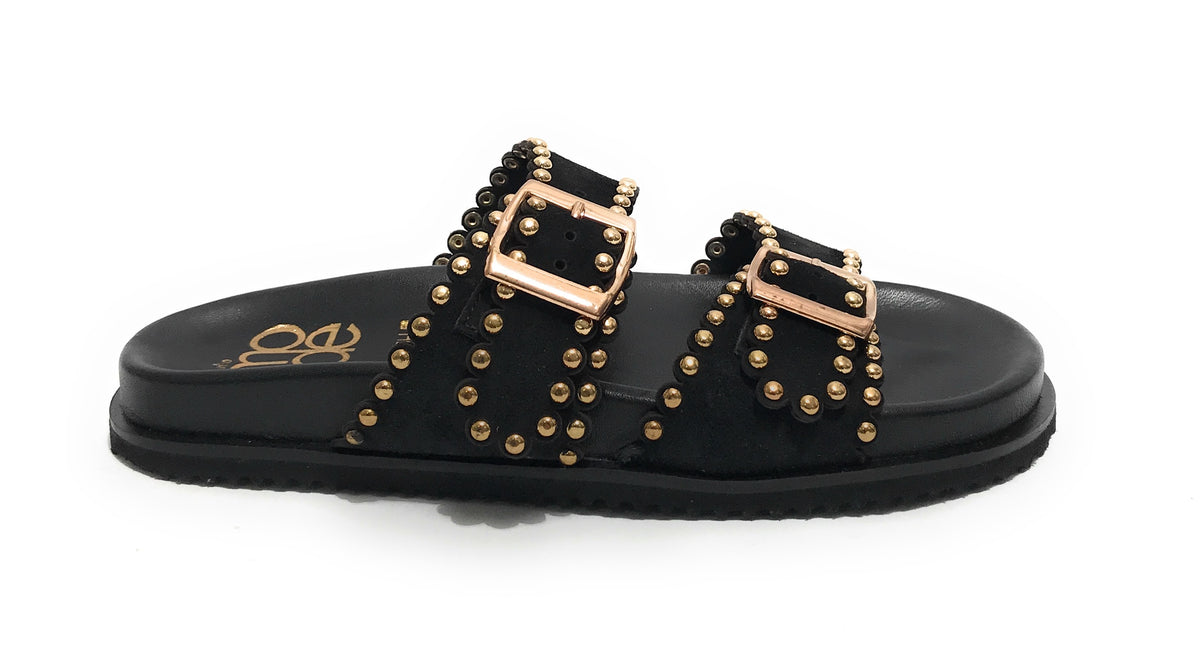 Scarpe donna sandalo/ciabatta in suede black DS25EL06 4037