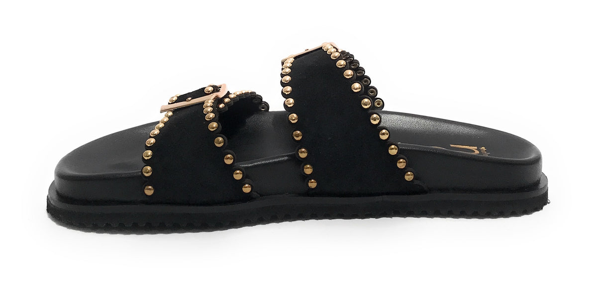 Scarpe donna sandalo/ciabatta in suede black DS25EL06 4037