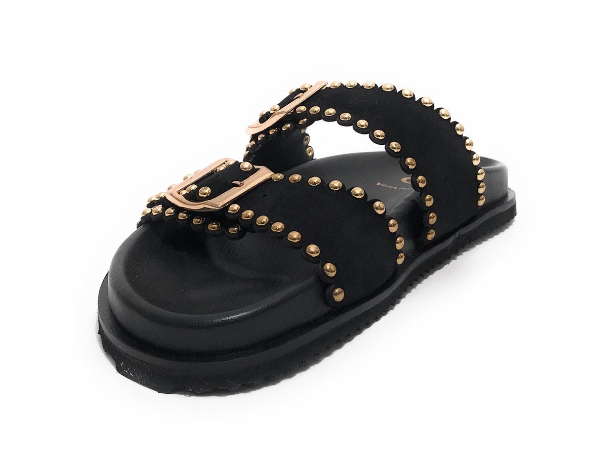 Scarpe donna sandalo/ciabatta in suede black DS25EL06 4037