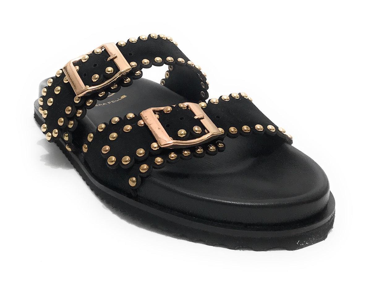 Scarpe donna sandalo/ciabatta in suede black DS25EL06 4037