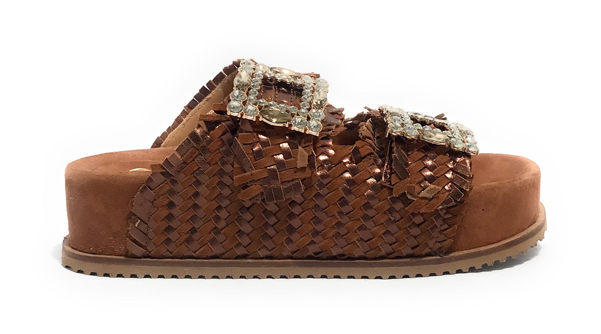 Scarpe donna sandalo/ciabatta in pelle colore marrone DS25EL08 4000