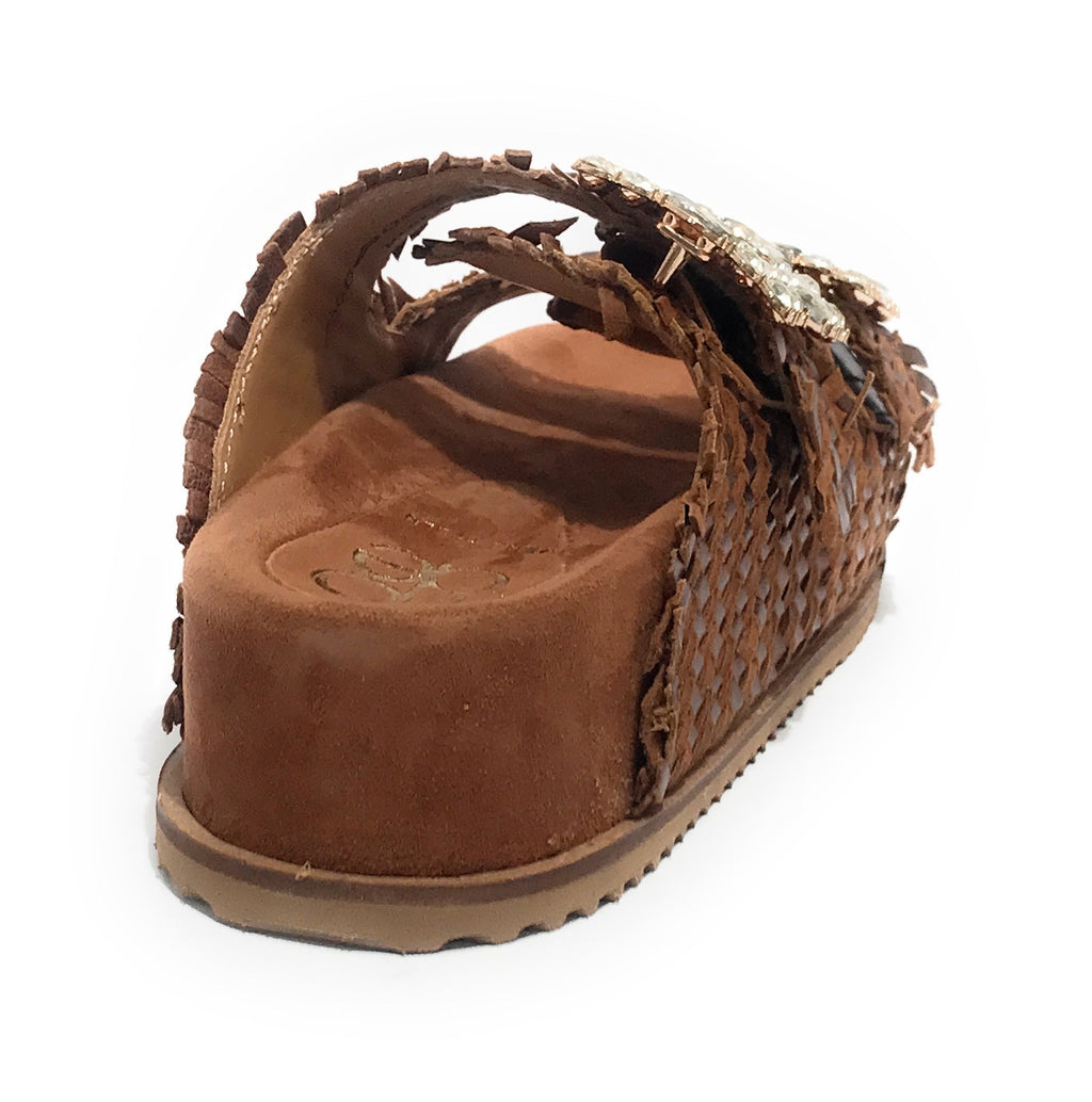 Scarpe donna sandalo/ciabatta in pelle colore marrone DS25EL08 4000