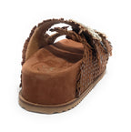 Scarpe donna sandalo/ciabatta in pelle colore marrone DS25EL08 4000