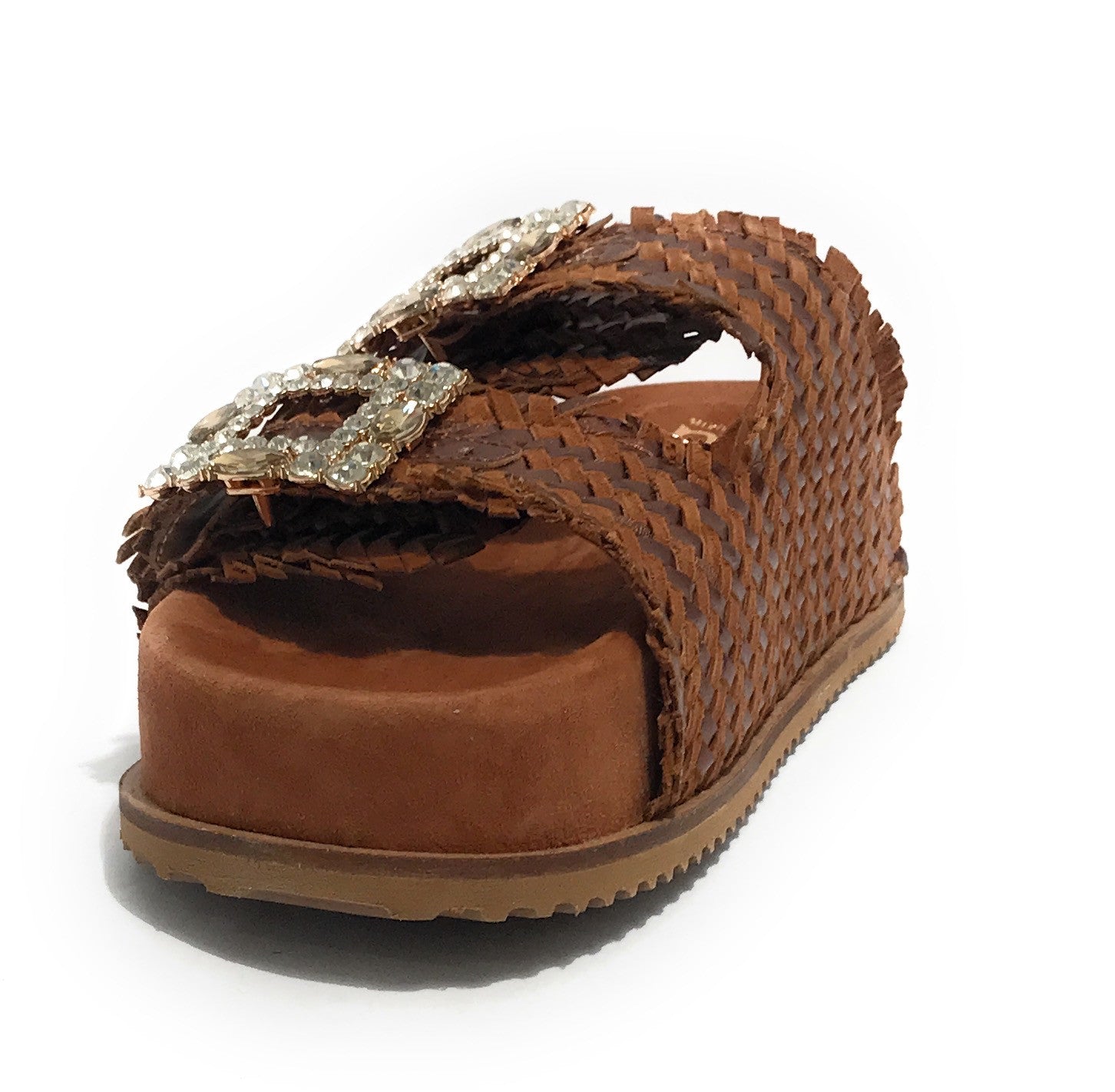 Scarpe donna sandalo/ciabatta in pelle colore marrone DS25EL08 4000