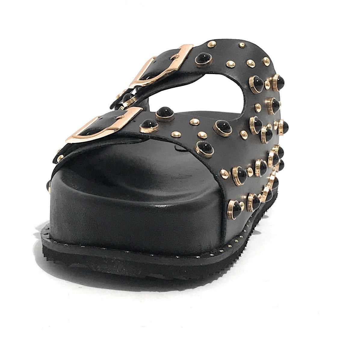 Scarpe donna sandalo/ciabatta in pelle colore nero DS25EL09 4040