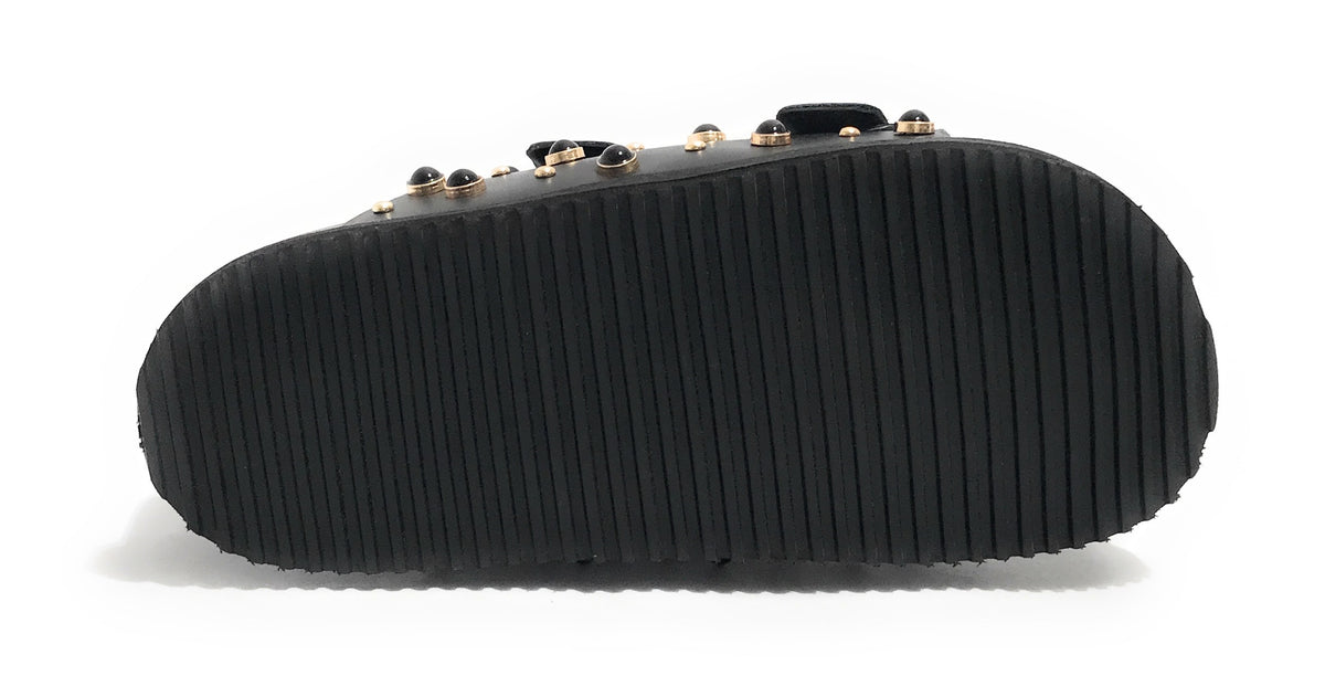 Scarpe donna sandalo/ciabatta in pelle colore nero DS25EL09 4040