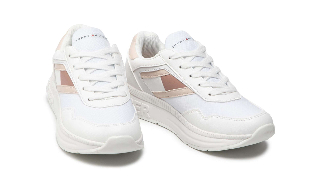 Scarpe  Tommy Hilfiger sneaker ecopelle/ tessuto bianco rosa ZS22TH03 T3A4-32167