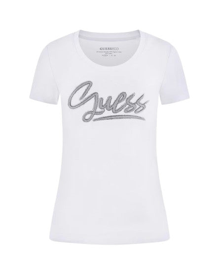 T-shirt donna Guess con strass bianco ES26GU18 W6RI24J1314