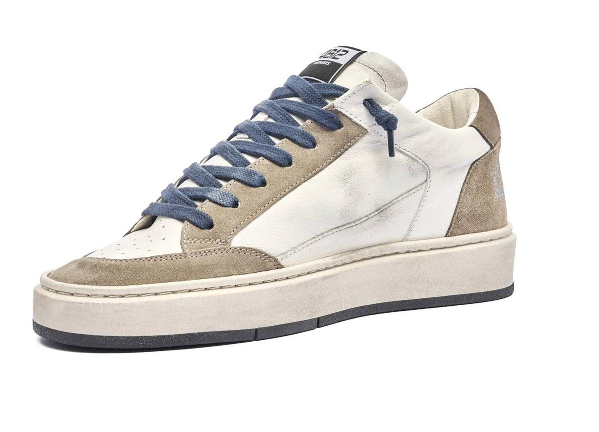 Scarpe uomo 4B12 sneakers in pelle bianco/ beige US25QB12 KYLE-U918